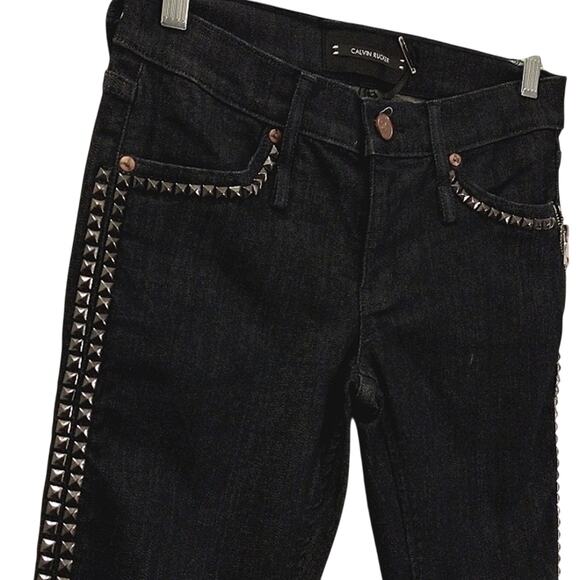 Rare Calvin Rucker Jeans Heartbreaker Sz 25 Black Silver Studs Designer Vintage - Picture 5 of 12